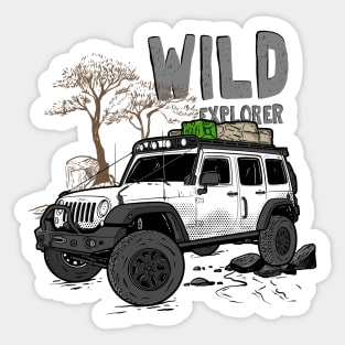 Wild Explorer Jeep - Adventure White Jeep Wild Explore for Outdoor enthusiasts Sticker